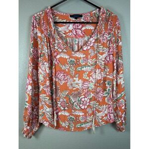 RACHEL Rachel Roy Orange and Pink Floral Blouse